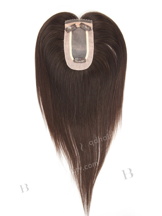 In Stock 2.75"*5.25" European Virgin Hair 12" Straight Natural Color Monofilament Hair Topper-088